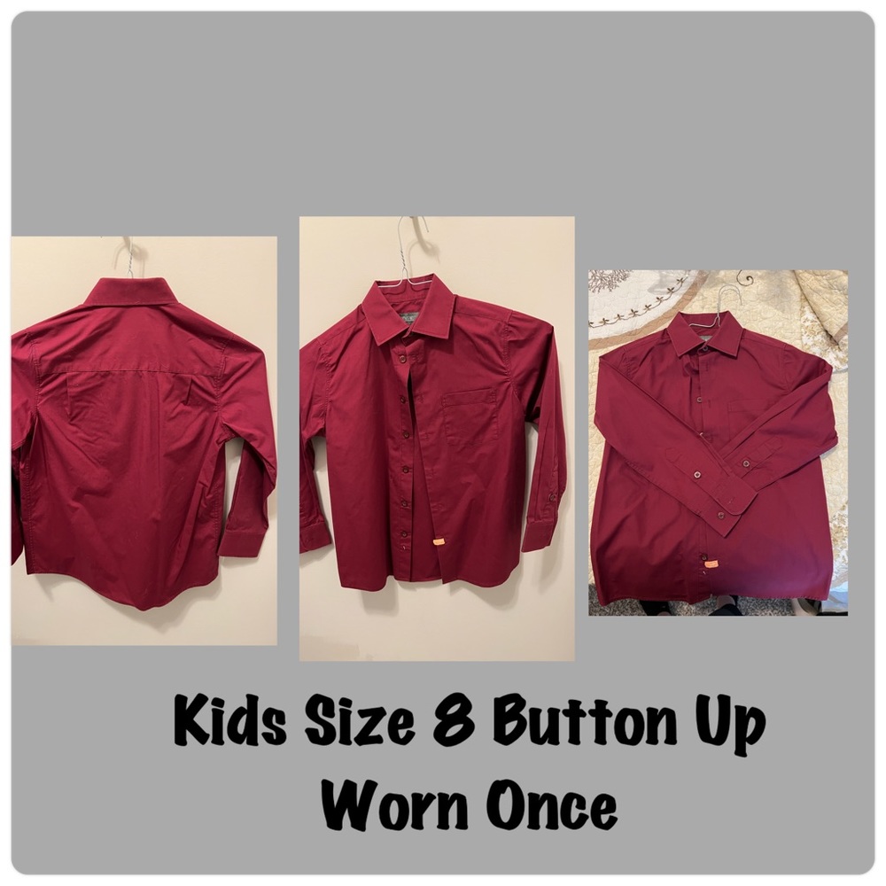 Kids Burgundy Button Down Shirt